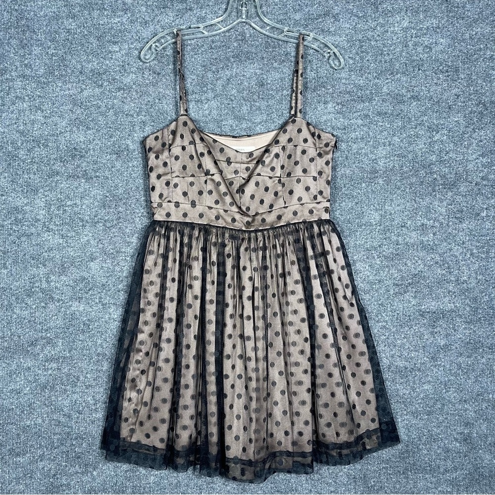 Fossil Women’s Medium Polka Dot Black‎ Champagne Cocktail Dark Fairy Mini Dress